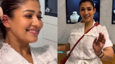 Nayanthara seemed happy while getting new piercings in Greece. Nayanthara seemed happy while getting new piercings in Greece.