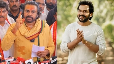 Pawan Kalyan also wished Karthi good luck on his upcoming film Meiyazhagan. Pawan Kalyan also wished Karthi good luck on his upcoming film Meiyazhagan.