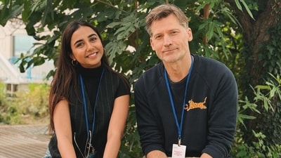 Prajakta Koli and Game of Thrones actor Nikolaj Coster Waldau posed together. Prajakta Koli and Game of Thrones actor Nikolaj Coster Waldau posed together.