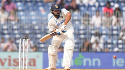 India's captain Rohit Sharma plays a shot on the second day of the first cricket test match between India and Bangladesh, in Chennai, India, Friday, Sept.20, 2024. (AP) India's captain Rohit Sharma plays a shot on the second day of the first cricket test match between India and Bangladesh, in Chennai, India, Friday, Sept.20, 2024. (AP)