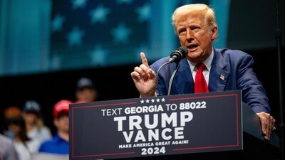Republican presidential nominee, former U.S. President Donald Trump speaks at a campaign rally at the Johnny Mercer Theatre on September 24, 2024 in Savannah, Georgia. (Photo by Brandon Bell / GETTY IMAGES NORTH AMERICA / Getty Images via AFP) (Getty Images via AFP) Republican presidential nominee, former U.S. President Donald Trump speaks at a campaign rally at the Johnny Mercer Theatre on September 24, 2024 in Savannah, Georgia. (Photo by Brandon Bell / GETTY IMAGES NORTH AMERICA / Getty Images via AFP) (Getty Images via AFP)