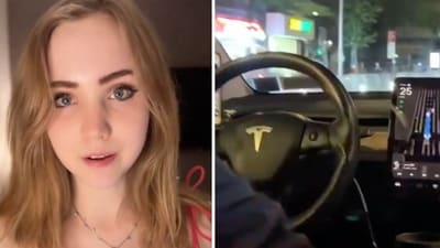The YouTuber Naomi Seibt also added a short clip to the video showing the Tesla self-driving mode in action. (X/@NaomiSeibt) The YouTuber Naomi Seibt also added a short clip to the video showing the Tesla self-driving mode in action. (X/@NaomiSeibt)