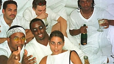 From the 1990s to the 2000s, multiple celebrities were photographed attending Diddy's white parties. (X/@historyinmemes) From the 1990s to the 2000s, multiple celebrities were photographed attending Diddy's white parties. (X/@historyinmemes)
