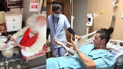 A British influencer postponed his India tour after being hospitalised with severe digestive issues, allegedly from drinking bhang. (X/@SamPepperClips) A British influencer postponed his India tour after being hospitalised with severe digestive issues, allegedly from drinking bhang. (X/@SamPepperClips)