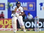 Sri Lanka's Kamindu Mendis watches the ball after playing a shot during the first day of the second Test cricket match against New Zealand Sri Lanka's Kamindu Mendis watches the ball after playing a shot during the first day of the second Test cricket match against New Zealand