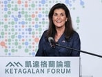 Former U.S. Ambassador to the United Nations Nikki Haley makes a speech at the annual Ketagalan Forum in Taipei, Taiwan August 21, 2024. REUTERS/Ann Wang/File Photo