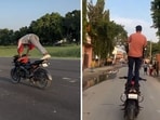 Niraj Yadav has shared over 600 videos of motorcycle stunts including one where is seen doing push ups while riding his bike. Niraj Yadav has shared over 600 videos of motorcycle stunts including one where is seen doing push ups while riding his bike.