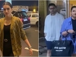 Kriti Sanon and Parineeti Chopra, with Raghav Chadha, at the airport. 