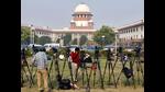 Tripods of TV crew stand in front of the Supreme Court. (Reuters file photo)
