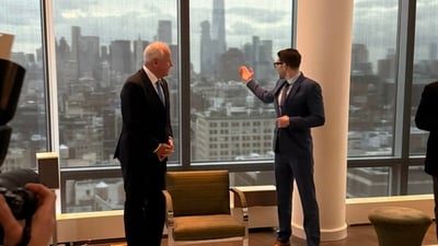 Tim Walz and Alex Soros Tim Walz and Alex Soros