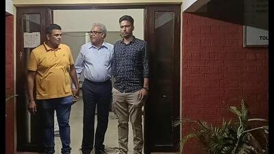 Accused Dr Ravi Vimal (centre) in the custody of Haryana Anti-Corruption Bureau in Panchkula on Thursday.