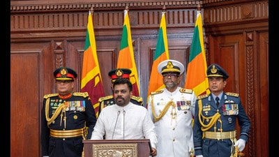 FILE PHOTO: Sri Lanka's newly elected President Anura Kumara Dissanayake addresses a gathering after taking his oath of office at the Presidential Secretariat, in Colombo, Sri Lanka, September 23, 2024. Sri Lanka President Media/Handout via REUTERS/File Photo (via REUTERS) FILE PHOTO: Sri Lanka's newly elected President Anura Kumara Dissanayake addresses a gathering after taking his oath of office at the Presidential Secretariat, in Colombo, Sri Lanka, September 23, 2024. Sri Lanka President Media/Handout via REUTERS/File Photo (via REUTERS)