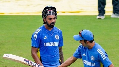 Gautam Gambhir and batter KL Rahul during a training session ahead of the 2nd Test cricket match between India and Bangladesh, in Kanpur (PTI) Gautam Gambhir and batter KL Rahul during a training session ahead of the 2nd Test cricket match between India and Bangladesh, in Kanpur (PTI)
