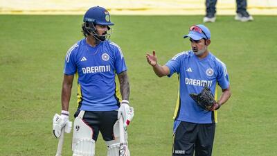 KL Rahul (left) with India head coach Gautam Gambhir. (PTI) KL Rahul (left) with India head coach Gautam Gambhir. (PTI)