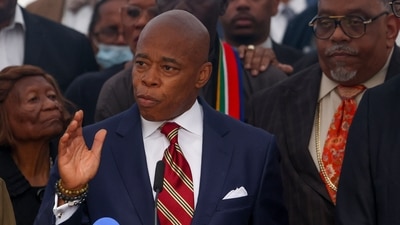 New York City Mayor Eric Adams speaks during a news conference outside Gracie Mansion, Thursday, Sept. 26, 2024, in New York. (AP Photo/Yuki Iwamura) (AP) New York City Mayor Eric Adams speaks during a news conference outside Gracie Mansion, Thursday, Sept. 26, 2024, in New York. (AP Photo/Yuki Iwamura) (AP)