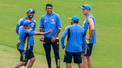Indian captain Rohit Sharma, head coach Gautam Gambhir, spinner Ravichandran Ashwin and bowling coach Morne Morkel during a practice session. (PTI) Indian captain Rohit Sharma, head coach Gautam Gambhir, spinner Ravichandran Ashwin and bowling coach Morne Morkel during a practice session. (PTI)