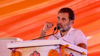 Congress leader Rahul Gandhi addresses a public meeting for the Haryana Assembly elections, at Assandh, in Karnal district. (PTI) Congress leader Rahul Gandhi addresses a public meeting for the Haryana Assembly elections, at Assandh, in Karnal district. (PTI)