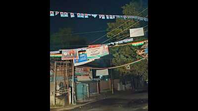 Party posters and banners in J&K’s Langate constituency. (File) Party posters and banners in J&K’s Langate constituency. (File)