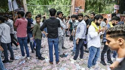 Students at Delhi University North Campus on Wednesday. (ANI)