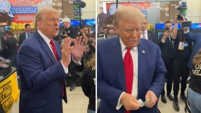 Donald Trump hands $100 to PA mom of 3 for groceries in viral video (@margommartin/X) Donald Trump hands $100 to PA mom of 3 for groceries in viral video (@margommartin/X)