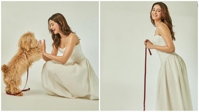 Ananya Panday has shared a stylish look from the promotional schedule of her upcoming film CTRL. In her latest Instagram post, she’s seen in a chic white midi dress with her pet dog, Riot. (Instagram/@ananyapanday) Ananya Panday has shared a stylish look from the promotional schedule of her upcoming film CTRL. In her latest Instagram post, she’s seen in a chic white midi dress with her pet dog, Riot. (Instagram/@ananyapanday)