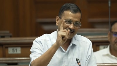 AAP supremo Arvind Kejriwal addressing Delhi legislative assembly.