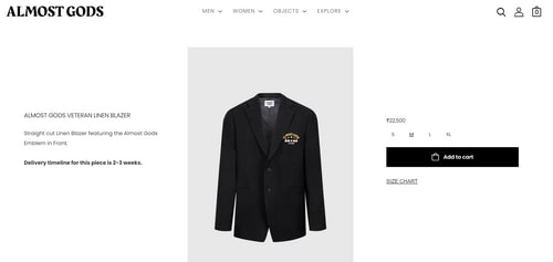 Her navy blue linen blazer comes with a price tag of ₹22,500 (https://almostgods.com/) Her navy blue linen blazer comes with a price tag of ₹22,500 (https://almostgods.com/)