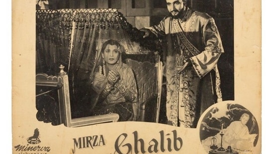 6.&nbsp;Mirza Ghalib (1954), is a Hindi and Urdu language&nbsp;biographical film, directed by&nbsp;Sohrab Modi. As a biopic of the acclaimed poet&nbsp;Mirza Ghalib, the film was instantaneously popular upon release. It stars&nbsp;Bharat Bhushan as Ghalib and&nbsp;Suraiya as Moti Begum, his&nbsp;tawaif lover.&nbsp;Mirza Ghalib (1954), Lobby Card, POP.18555, Gift from&nbsp;Richa and Jamshed Chinoy, MAP Bengaluru