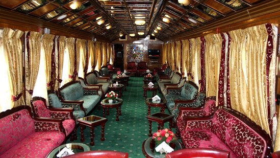 Palace on Wheels is a luxury tourist train in India renowned for its opulent amenities and royal travel experience. (Pinterest)