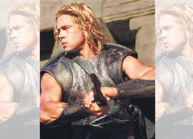 In Troy, Brad Pitt isn’t the typical, swashbuckling Achilles; he’s pensive and vulnerable. In Troy, Brad Pitt isn’t the typical, swashbuckling Achilles; he’s pensive and vulnerable.