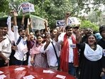 DUSU candidates, along with their supporters, visited colleges in North Campus (Photo by Vipin Kumar/ Hindustan Times)









