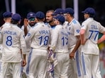 India's Akash Deep with teammates celebrates