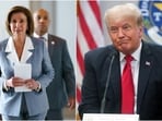 Donald Trump on Saturday hit out at former House Speaker Nancy Pelosi while addressing a first rally in Grand Rapids, Michigan. Donald Trump on Saturday hit out at former House Speaker Nancy Pelosi while addressing a first rally in Grand Rapids, Michigan.