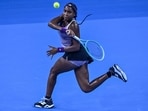 USA's Coco Gauff hits a return USA's Coco Gauff hits a return