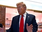 Former US President and Republican presidential candidate Donald Trump delivers remarks to the press before meeting Keir Starmer Former US President and Republican presidential candidate Donald Trump delivers remarks to the press before meeting Keir Starmer