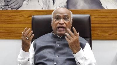 A BJP leader has lodged a complaint with the state Lokayukta against Congress president Mallikarjun Kharge, his son and state minister Priyank Kharge and many of their family members (PTI) A BJP leader has lodged a complaint with the state Lokayukta against Congress president Mallikarjun Kharge, his son and state minister Priyank Kharge and many of their family members (PTI)