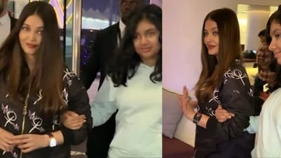 Aishwarya Rai and Aaradhya Bachchan were spotted at the Abu Dhabi airport. Aishwarya Rai and Aaradhya Bachchan were spotted at the Abu Dhabi airport.