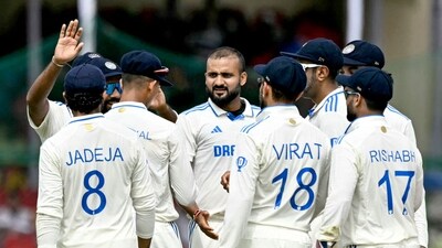 Akash Deep took both of the wickets that India got in the first session, sending back both of Bangladesh's openers in his first three overs. (AFP) Akash Deep took both of the wickets that India got in the first session, sending back both of Bangladesh's openers in his first three overs. (AFP)