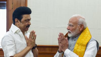 Chief minister MK Stalin meets Prime Minister Narendra Modi, in New Delhi on Friday. (PMO India-X) Chief minister MK Stalin meets Prime Minister Narendra Modi, in New Delhi on Friday. (PMO India-X)