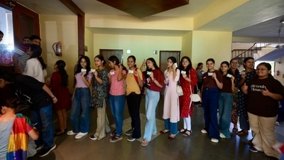 Voting for DUSU polls is underway amid high security on Friday in the north and south campuses of the university. (Raj k Raj) Voting for DUSU polls is underway amid high security on Friday in the north and south campuses of the university. (Raj k Raj)