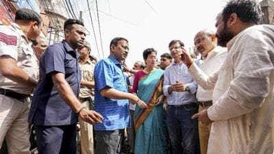 Delhi chief minister Atishi with former chief minister Arvind Kejriwal during the inspection of Roshanara road extension in New Delhi. (PTI) Delhi chief minister Atishi with former chief minister Arvind Kejriwal during the inspection of Roshanara road extension in New Delhi. (PTI)