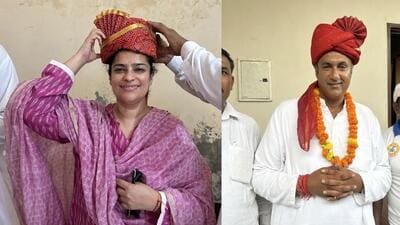 Estranged cousins and grandchildren of former Haryana chief minister Bansi Lal, BJP’s Shruti Choudhry and Anirudh Chaudhary of the Congress, are contesting the assembly elections from the family’s stronghold of Tosham in Bhiwani district. (HT Photos) Estranged cousins and grandchildren of former Haryana chief minister Bansi Lal, BJP’s Shruti Choudhry and Anirudh Chaudhary of the Congress, are contesting the assembly elections from the family’s stronghold of Tosham in Bhiwani district. (HT Photos)