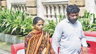 Mumbai, India – Sep 25, 2024: Badlapur sexual assault accused Akshay Shinde's father Anna Shinde and mother outside High Court that it appears from the record that Akshay Shinde was shot dead at point-blank range, in Mumbai, India, on Wednesday, Sept 25, 2024. (Photo by Bhushan Koyande/HT Photo) Mumbai, India – Sep 25, 2024: Badlapur sexual assault accused Akshay Shinde's father Anna Shinde and mother outside High Court that it appears from the record that Akshay Shinde was shot dead at point-blank range, in Mumbai, India, on Wednesday, Sept 25, 2024. (Photo by Bhushan Koyande/HT Photo)