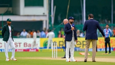 The start of the match was delayed by an hour due to a wet outfield, with Kanpur receiving heavy rainfall throughout the night before the first day. Rohit Sharma won the toss when it finally took place and chose to bowl, stating that India have retained the same XI that played the first Test. Bangladesh made two changes to their side. (PTI) The start of the match was delayed by an hour due to a wet outfield, with Kanpur receiving heavy rainfall throughout the night before the first day. Rohit Sharma won the toss when it finally took place and chose to bowl, stating that India have retained the same XI that played the first Test. Bangladesh made two changes to their side. (PTI)