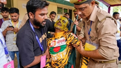 A Bangladeshi supporter after he was allegedly heckled by miscreants during the first day of the 2nd cricket Test match (PTI) A Bangladeshi supporter after he was allegedly heckled by miscreants during the first day of the 2nd cricket Test match (PTI)