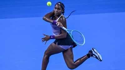 USA's Coco Gauff hits a return (AFP) USA's Coco Gauff hits a return (AFP)