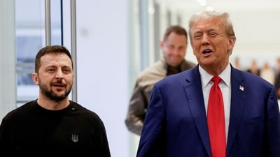Republican presidential nominee and former U.S. President Donald Trump and Ukraine's President Volodymyr Zelenskiy meet at Trump Tower in New York City, U.S., September 27, 2024.  REUTERS/Shannon Stapleton REFILE - QUALITY REPEAT (REUTERS)