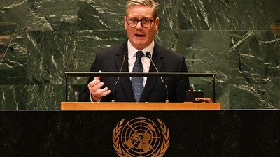 Britain's Prime Minister Keir Starmer speaks during the 79th Session of the United Nations General Assembly at the United Nations headquarters in New York City on September 26, 2024. (AFP) Britain's Prime Minister Keir Starmer speaks during the 79th Session of the United Nations General Assembly at the United Nations headquarters in New York City on September 26, 2024. (AFP)