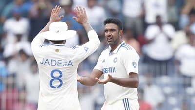 Ashwin celebrating a wicket with Ravindra Jadeja. (BCCI) Ashwin celebrating a wicket with Ravindra Jadeja. (BCCI)