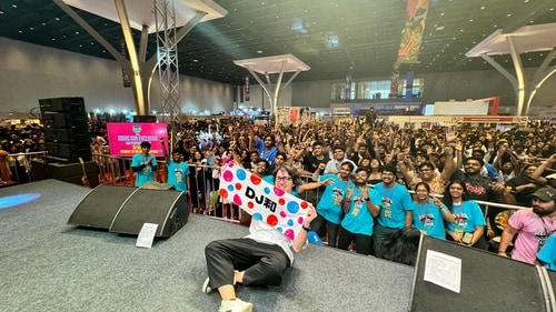 DJ Kazu at Mumbai Comic Con with Crunchyroll. (Crunchyroll) DJ Kazu at Mumbai Comic Con with Crunchyroll. (Crunchyroll)